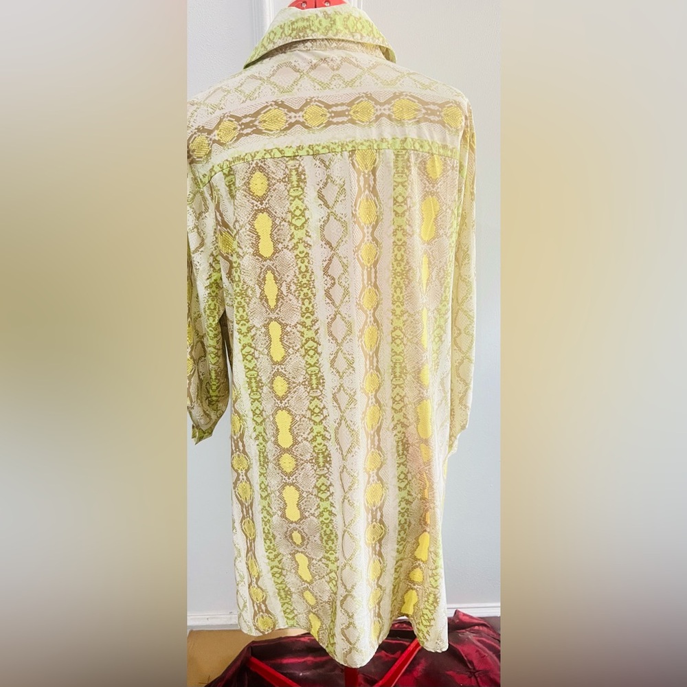 New with Tags Melissa Paige Yellow Green Patterned Long Sleeve Shirt Dress  xl - Picture 6 of 8